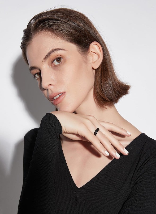 Greenpod 6mm Black Wedding Ring for Men Women Brushed Tungsten Carbide Engagement Band Ring Size 12 - Image 5